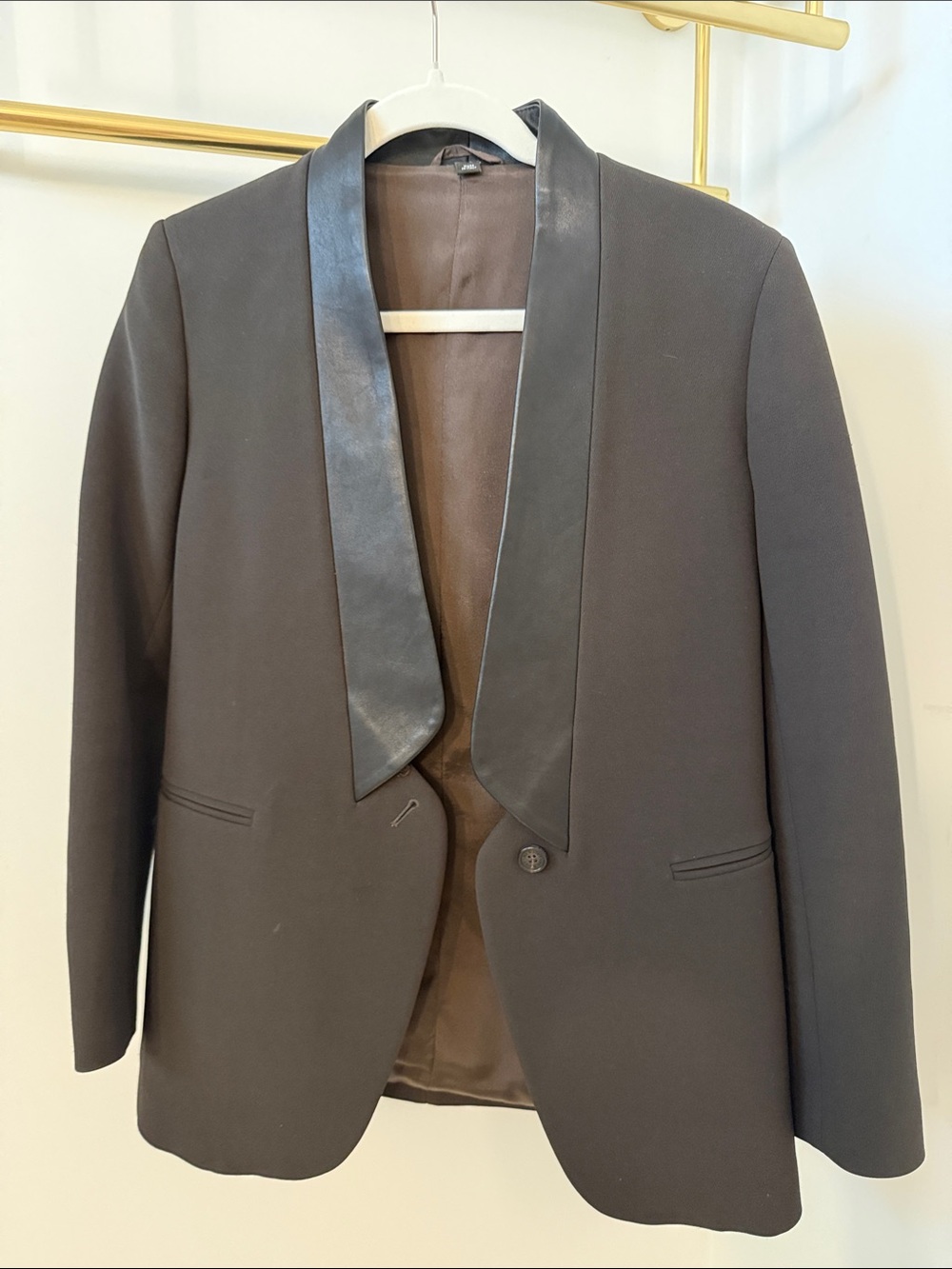 Neil Barrett Black Blazer with Leather Shawl Lapel